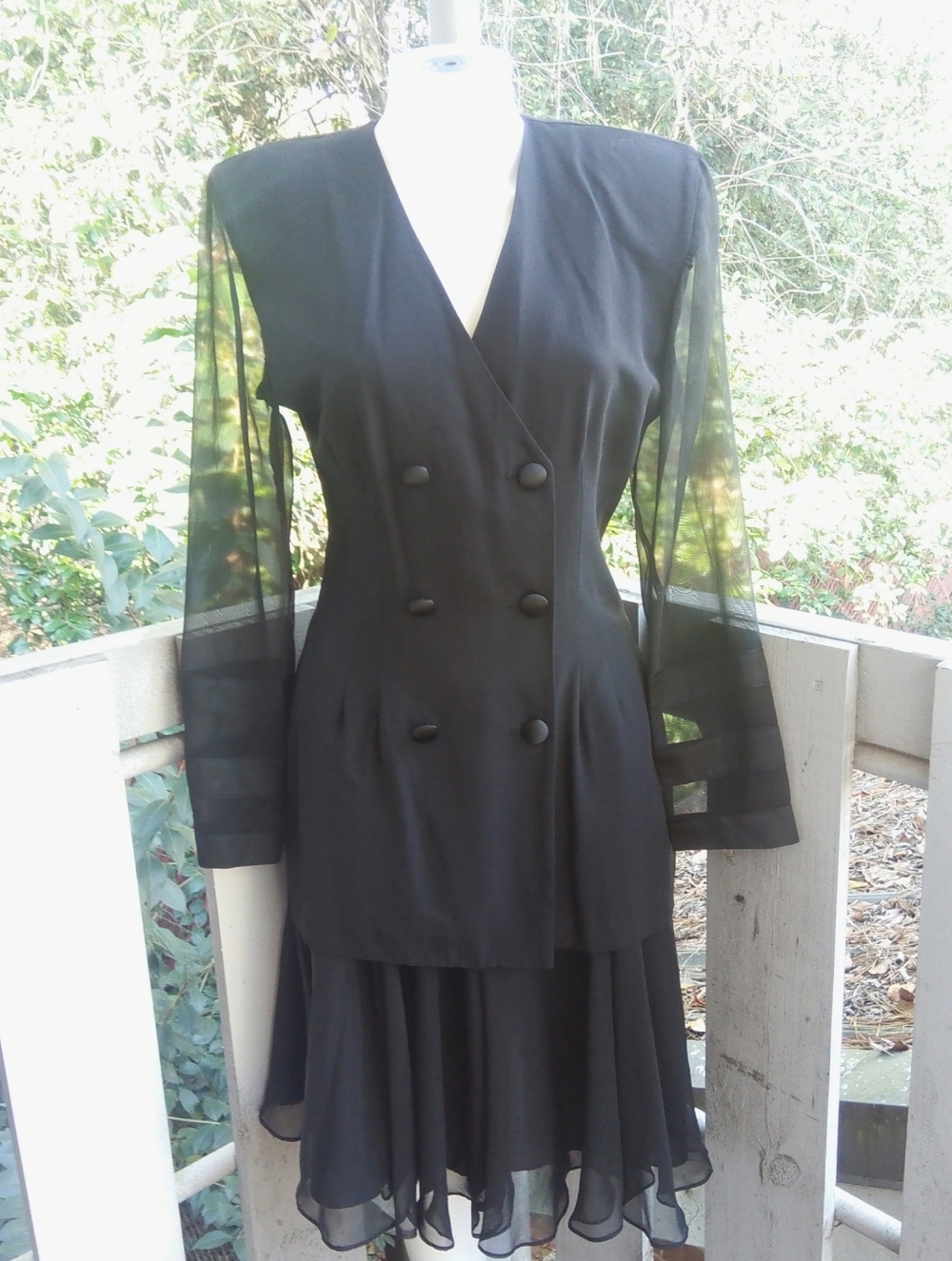 Vintage Joseph Ribkoff 80s Double Breasted Black Blazer Skirt Suit Set